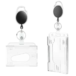 Transparent Cards Slots ID Tag Badge Holder with Badge Reel Cards Storage Organizer Employee Pass Work Card Case Sleeve