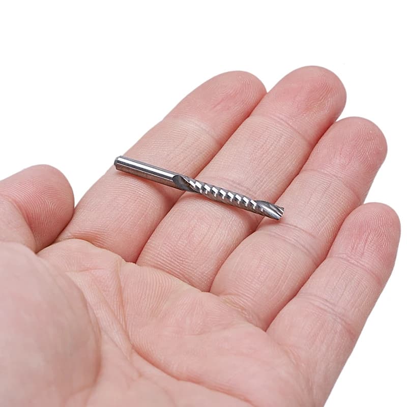 10Pcs Cnc Router Bits 3.175 X 22Mm Single Flute Spiral Carbide Cnc Router Bits Milling Cutter
