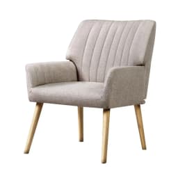 Beige Armchair Fabric Upholstered Modern Accent Chair Comfortable Lounge Sofa Chair for Living Room Bedroom Reading Corner