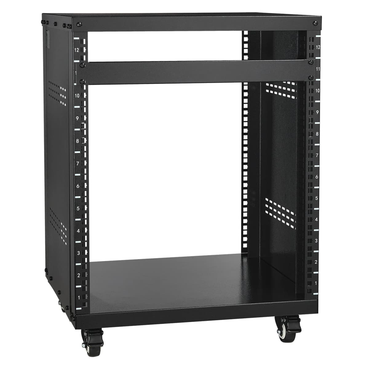 SucceBuy 12U AV Rack Stand Network Stereo Recording Studio Rack Special Vents for 19" Audio Video Musical& IT Equipment Mounting