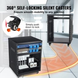 SucceBuy 12U AV Rack Stand Network Stereo Recording Studio Rack Special Vents for 19" Audio Video Musical& IT Equipment Mounting