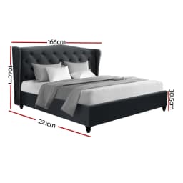 Queen Size Charcoal Bed Frame Modern Upholstered Platform Bed with Sturdy Support and Elegant Minimalist Design