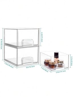 1pc Transparent Stackable Storage Drawer, 4.4 Inch High Acrylic Bathroom Cosmetic Organizer Box, Plastic Storage Bin, Suitable