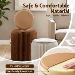 Accordion Folding Paper Stools Set Includes 2 Cushions Natural Kraft 100KG Capacity Compact Portable Eco Friendly Seating Foldable Honeycomb Design