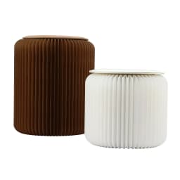 Accordion Folding Paper Stools Set Includes 2 Cushions Natural Kraft 100KG Capacity Compact Portable Eco Friendly Seating Foldable Honeycomb Design