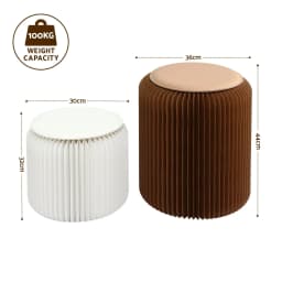 Accordion Folding Paper Stools Set Includes 2 Cushions Natural Kraft 100KG Capacity Compact Portable Eco Friendly Seating Foldable Honeycomb Design