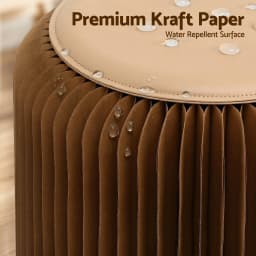 Accordion Folding Paper Stools Set Includes 2 Cushions Natural Kraft 100KG Capacity Compact Portable Eco Friendly Seating Foldable Honeycomb Design