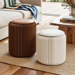 Accordion Folding Paper Stools Set Includes 2 Cushions Natural Kraft 100KG Capacity Compact Portable Eco Friendly Seating Foldable Honeycomb Design