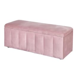 Velvet Pink Storage Ottoman Blanket Box 103cm Foldable Footstool Bench Seat Organizer