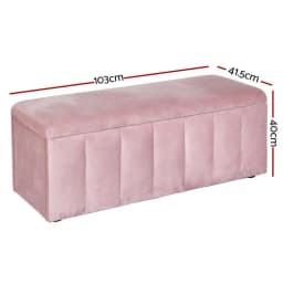 Velvet Pink Storage Ottoman Blanket Box 103cm Foldable Footstool Bench Seat Organizer