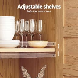 150CM Pine Buffet Sideboard Storage Cabinet Kitchen Cupboard Faux Drawer Wooden Storage Cabinet