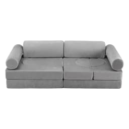 12PCS Modular Kids Play Couch Foam Sofa Set Removable Washable Cover Grey Playroom Furniture