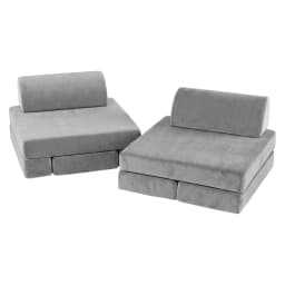 12PCS Modular Kids Play Couch Foam Sofa Set Removable Washable Cover Grey Playroom Furniture