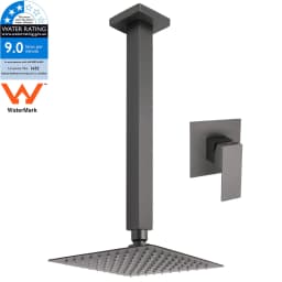 **Sydney Stock** KYLINS Brushed Gold Gun Metal Chrome Black 8-16'' Rain Shower Head Set Ceiling Arm Mixer Taps WELS WATERMARK