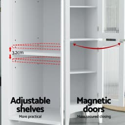 Tall Slim Bathroom Storage Cabinet White Glass Door Toilet Floor Cupboard 160cm