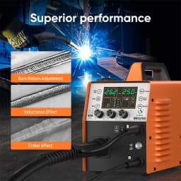 HITBOX MIG250 Aluminum MIG Welder 230V 6 in 1 Stick ARC MMA Gas/Gasless MIG LIift TIG Support Spool Gun Pulse Semiautomatic Welding Machine Synergy Welder Tool