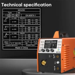 HITBOX MIG250 Aluminum MIG Welder 230V 6 in 1 Stick ARC MMA Gas/Gasless MIG LIift TIG Support Spool Gun Pulse Semiautomatic Welding Machine Synergy Welder Tool