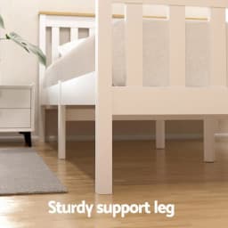 Single Size Wooden Platform Bed Frame with 2 Storage Drawers White Furniture