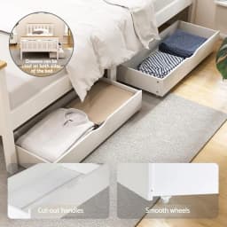 Single Size Wooden Platform Bed Frame with 2 Storage Drawers White Furniture