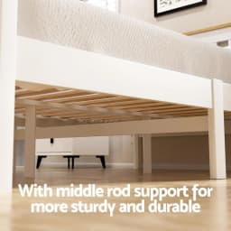 Single Size Wooden Platform Bed Frame with 2 Storage Drawers White Furniture
