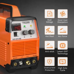 HITBOX TIG200 2 in 1 Welding Machine MMA/HF TIG Arc Force Hot Start IGBT Inverter Stick Welder for Outdoor Home DIY 220V AU Plug
