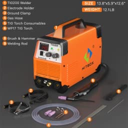 HITBOX TIG200 2 in 1 Welding Machine MMA/HF TIG Arc Force Hot Start IGBT Inverter Stick Welder for Outdoor Home DIY 220V AU Plug