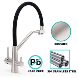 **Sydney Stock** KYLINS Pull Down 3 Way Pure Water Drinking Kitchen Mixer Tap Brushed Stainless Steel Black WELS WATERMARK