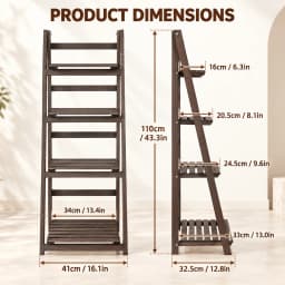 4 Tier Foldable Wooden Plant Stand Ladder Shelf Flower Pot Display Rack for Indoor Patio Balcony Garden
