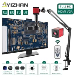 YIZHAN 13MP Full HD HDMI Camera VGA Port Industrial Microscope Zoom 150X Lens Adjustable Metal Arm Stand Bracket For Soldering