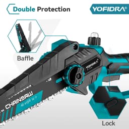 YOFIDRA Brushless 8inch Electric Chainsaw Cordless Rechargeable Pruning Saw Woodworking Garden Tool For Makita 21V Battery Pin