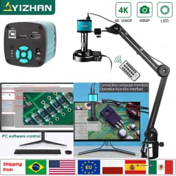 Yizhan 4K Digital Microscope For Soldering 1080P HDMI USB Industrial Microscope Camera, 150X Zoom Lens, 5-100cm Working Distance