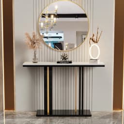 LUVODI Luxury Marble Console Table, Narrow Sofa Table for Living Room Behind Couch, Hallway & Entryway Furniture