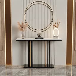 LUVODI Luxury Marble Console Table, Narrow Sofa Table for Living Room Behind Couch, Hallway & Entryway Furniture