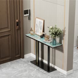 LUVODI Luxury Marble Console Table, Narrow Sofa Table for Living Room Behind Couch, Hallway & Entryway Furniture