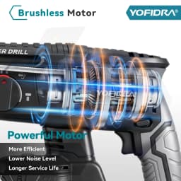 YOFIDRA 26mm Brushless Electric Hammer Drill Cordless Multifunctional Impact Drill Power Tools For Makita 18V Battery Pin