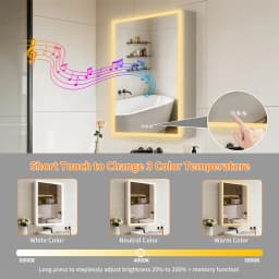 LUVODI 20x28" LED Bathroom Mirror Cabinet with Bluetooth,Lighted Storage Vanity Medicine Cabinet, Dimmable Anti-Fog