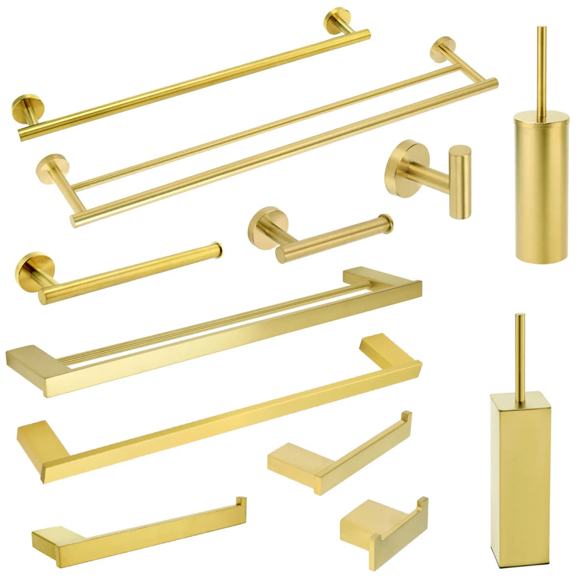 **Sydney Stock** KYLINS 750mm Double Towel Rail 600mm Single Rail Roll Holder Robe Hook Toilet Brush Holder Round Brushed Gold