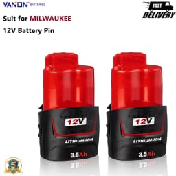 VANON M12 1/2/4Pack 12V 3.5Ah Li-ion Battery Compatible with Milwaukee C12 XC 48-11-2440 48-11-2402 48-11-2411 48-11-2401 Battery Pin