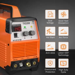 TIG Welder 200A HITBOX TIG200 3 in 1 HF TIG MMA ARC Stick IGBT Inverter Welding Machine Arc Force Hot Start Outdoor Home DIY