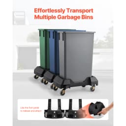 SucceBuy 200 lb Trash Can Dolly Slim Roller Base with 4 Lockable Wheels Rolling Plastic Bin Barrel Cart Fit 16/23 Gal Containers
