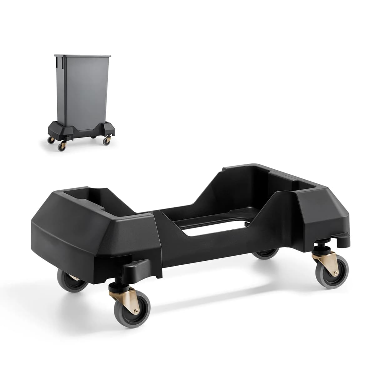SucceBuy 200 lb Trash Can Dolly Slim Roller Base with 4 Lockable Wheels Rolling Plastic Bin Barrel Cart Fit 16/23 Gal Containers