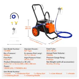 SucceBuy Diaphragm Airless Paint Sprayer Efficiency Cart Airless Paint Sprayer 2000 psi High Pressure Paint Airless Sprayer DIY