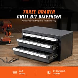 SucceBuy Drill Bit Dispenser Cabinet Three-Drawer Drill Bit Organizer Cabinet Steel Drill Dispenser Organizer Cabinet Storage