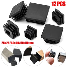 60pcs Black Blanking End Plastic Cap Square Tube Insert Pipe Box Chair Plug