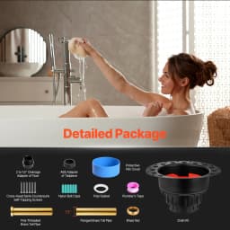 SucceBuy ABS Freestanding Tub Drain Kit 2 Brass Tail Pipes with ABS Adapter of Tailpiece Compatible with Freestanding Bathtubs