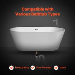 SucceBuy ABS Freestanding Tub Drain Kit 2 Brass Tail Pipes with ABS Adapter of Tailpiece Compatible with Freestanding Bathtubs