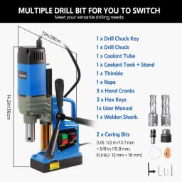PORIYA Magnetic Drill 1450W 12500N Portable Mag Drill Press 850RPM
