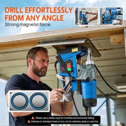 PORIYA Magnetic Drill 1450W 12500N Portable Mag Drill Press 850RPM