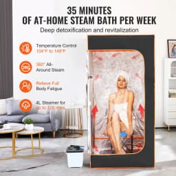 SucceBuy Compact Portable Steam Sauna Tent 1200 Watt, Therapeutic  for Detox Relaxation Time Remote Control Personal  for Home