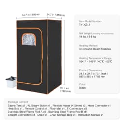SucceBuy Compact Portable Steam Sauna Tent 1200 Watt, Therapeutic  for Detox Relaxation Time Remote Control Personal  for Home